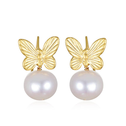 Baroque Pearl Butterfly Dangles