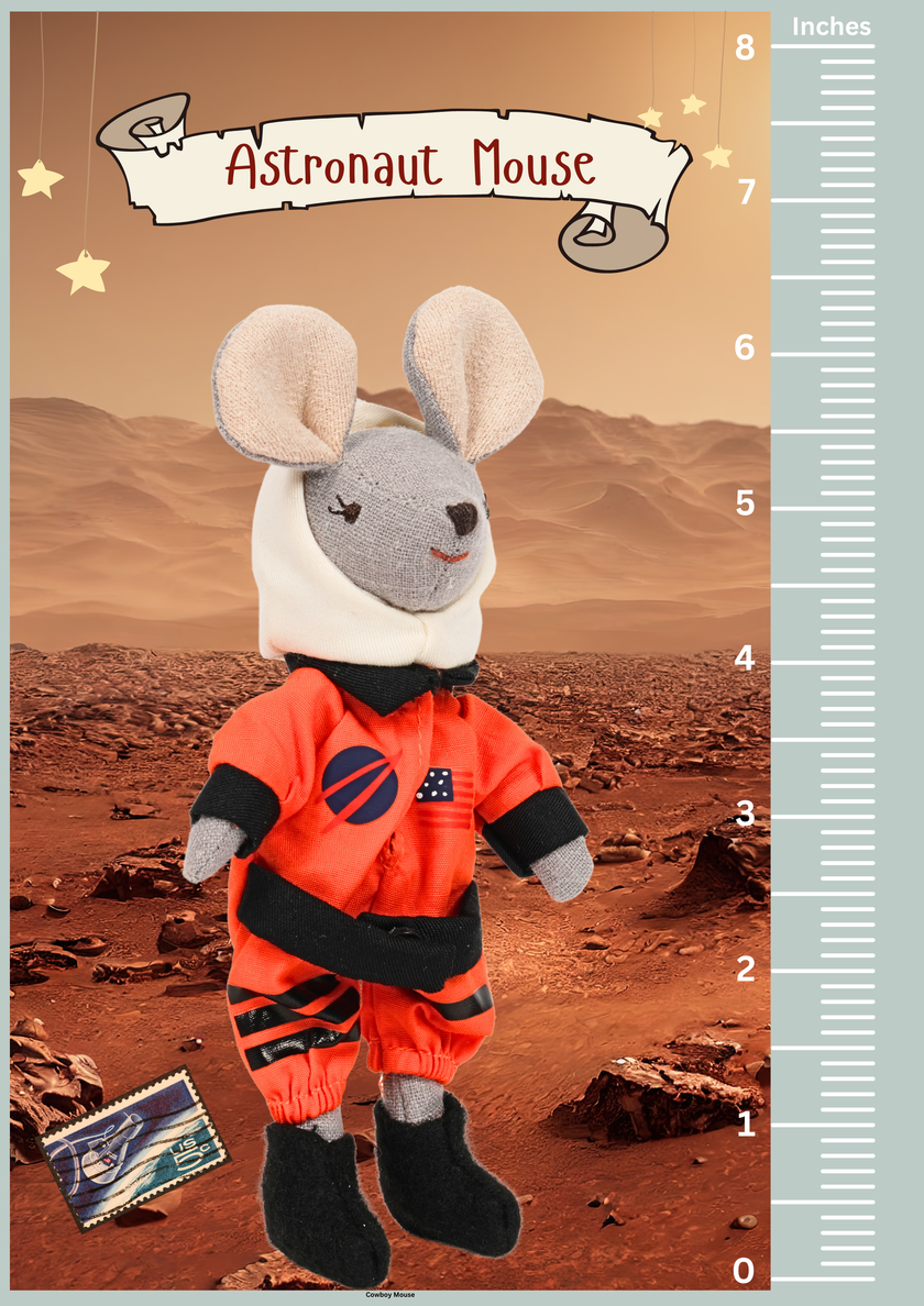 LEVLOVS Astronaut Mouse in a Box with the bedding Orange