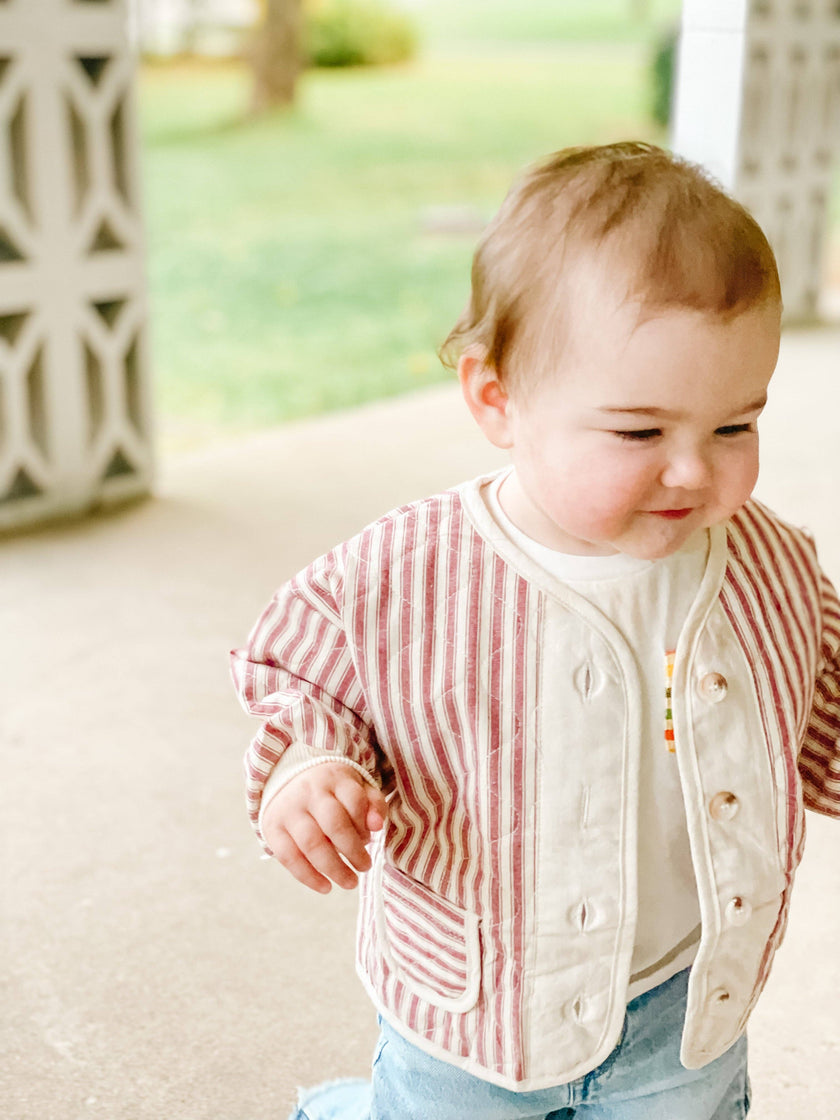 Quilted Jacket: Rosewood / 3-6M
