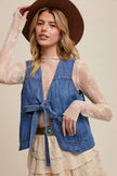Denim Tie-Front Vest