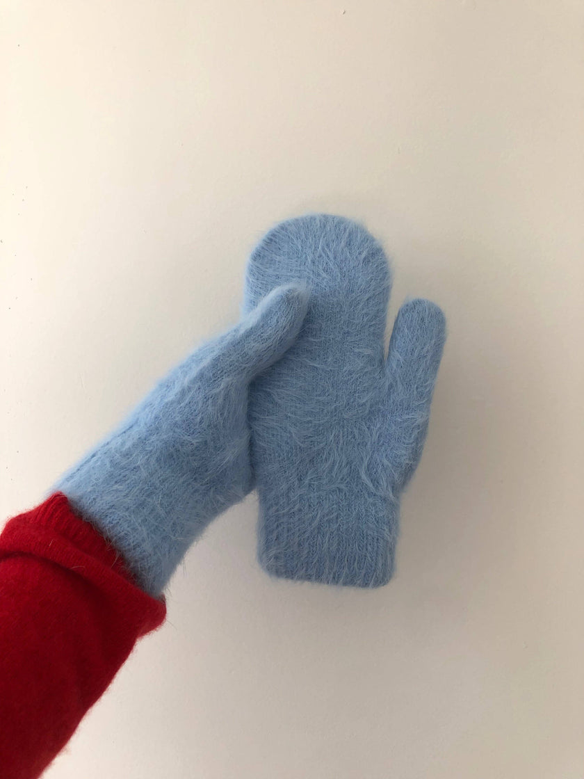 FLUFFY ANGORA MITTENS - crystal brights