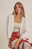 EVERYDAY ESSENTIAL LAYERING WAFFLE CARDIGAN IN BALLON SLVS