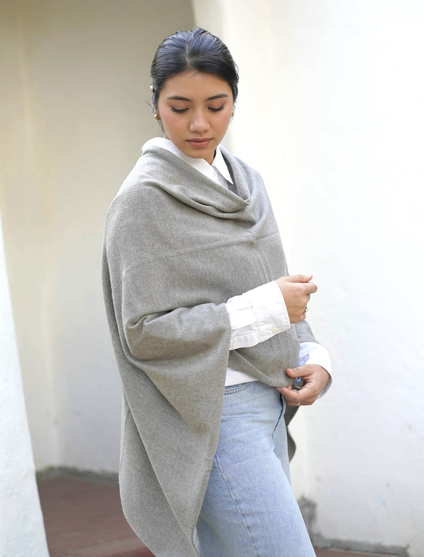 Cashmere Poncho Lotta Grey (Taupe-Grey)