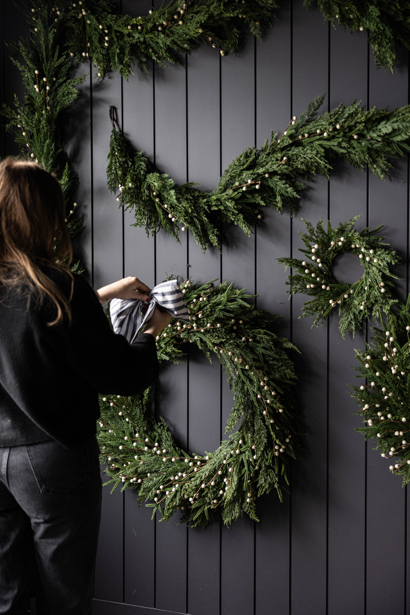 White Plum Berry Norfolk Cypress Real Touch Wreath - 24