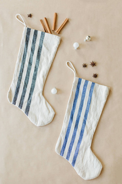 Holiday Christmas Stocking - khadi stripe