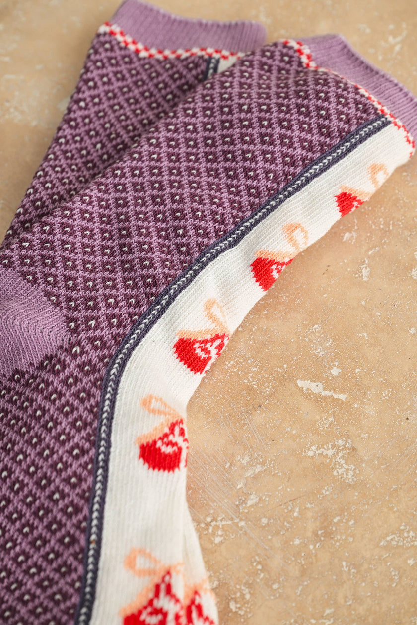 CHERRY AND MULTI PATTERN SOCKS