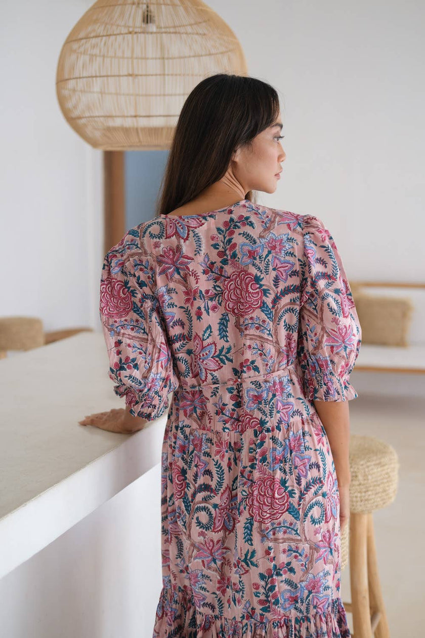 Block Printed Wrap Dress (Satya)