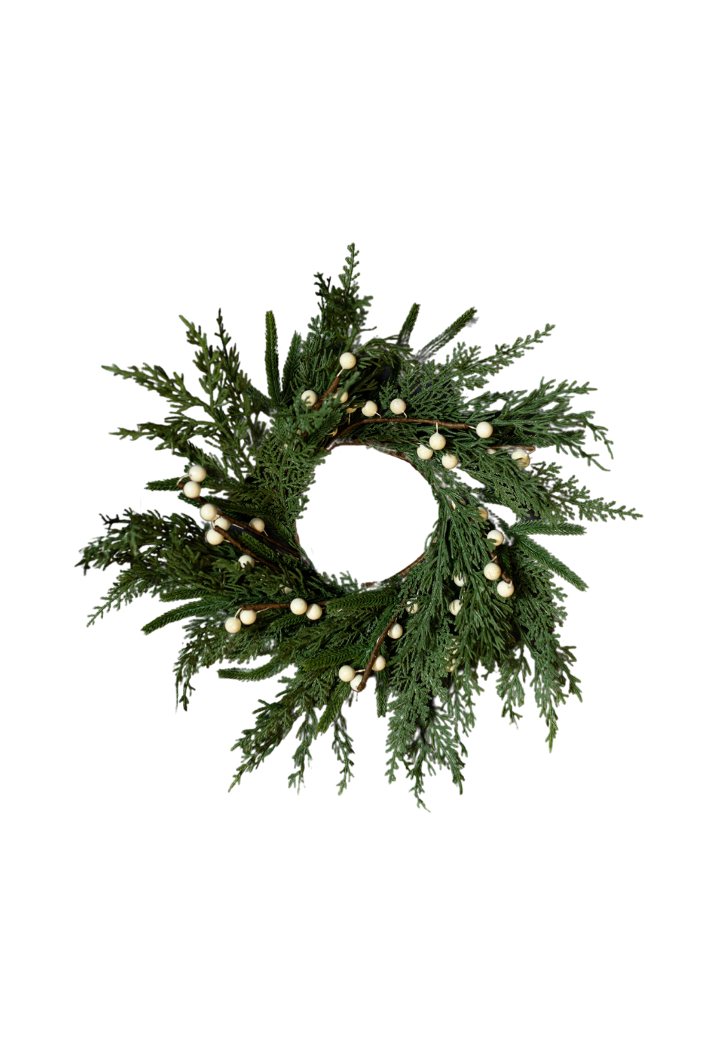 White Plum Berry Norfolk Cypress Real Touch Wreath - 14