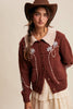 Embroidered Collar Knit Cardigan
