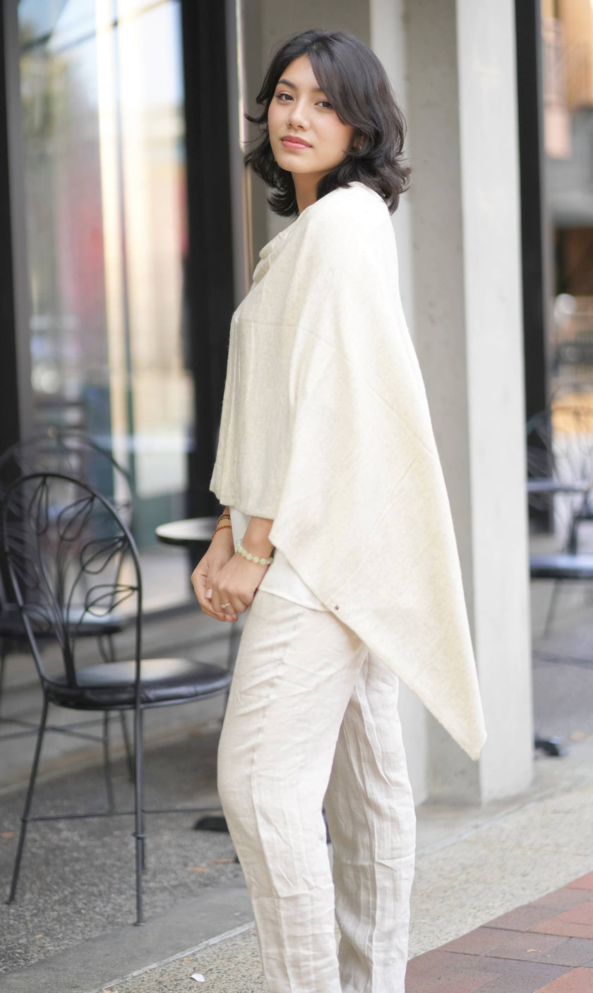 Cashmere Poncho Ivory