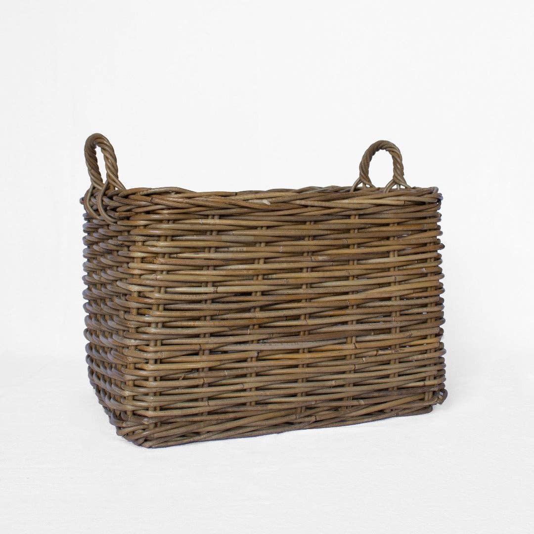 Rattan Rectangle Storage Basket with Handles