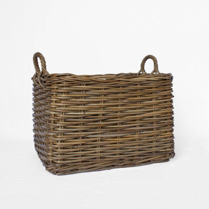 Rattan Rectangle Storage Basket with Handles
