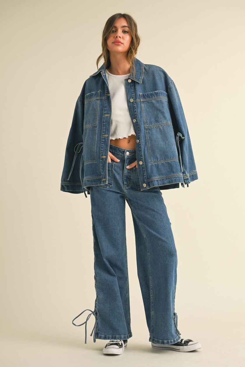 TIED ON THE SIDE DENIM JACKET