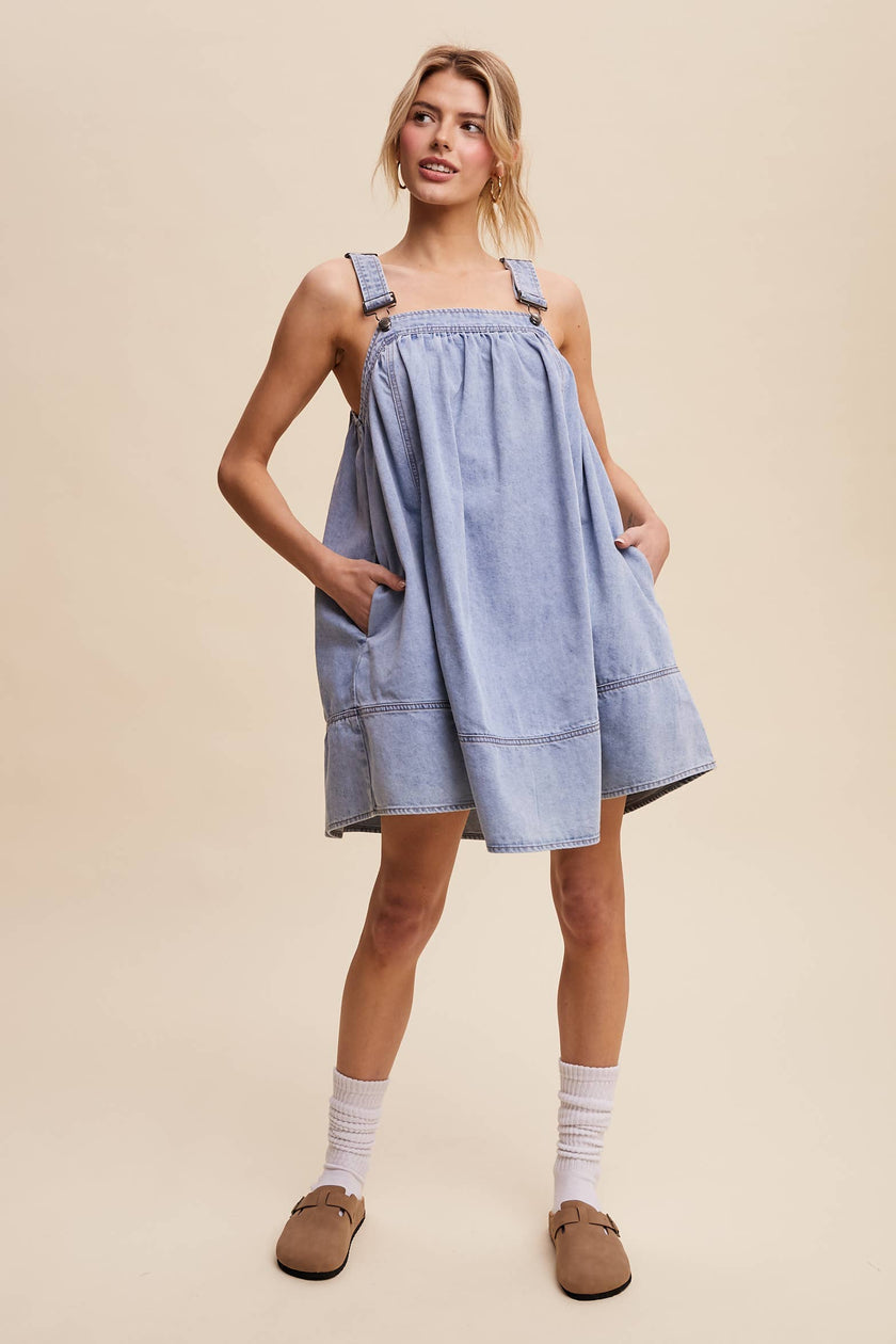 Denim A-Line Overall Dress