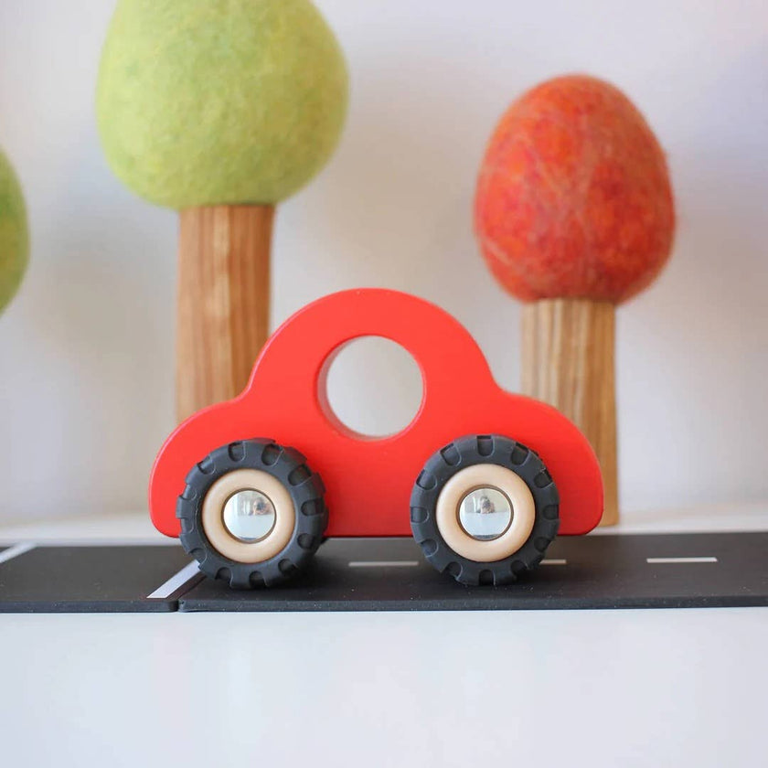 European-made Wooden Push Cars with Rubber Tires