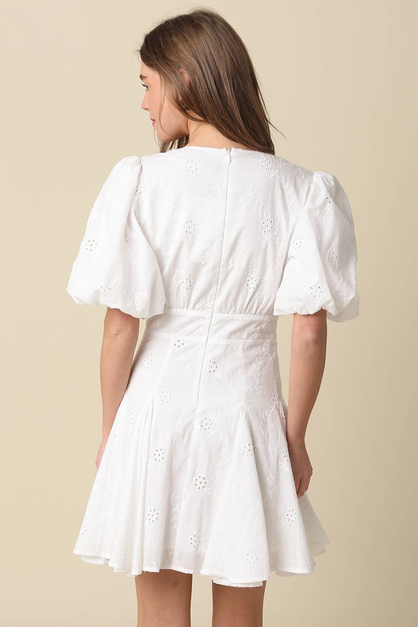 Celeste Puff-Sleeve Flare Mini Dress