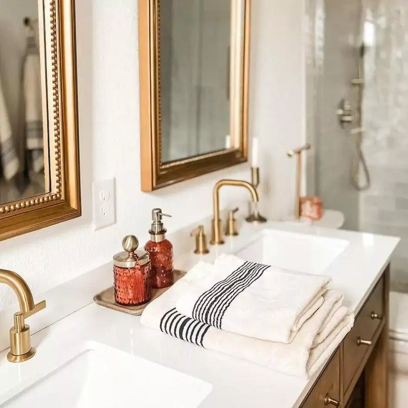 Melika Turkish Cotton Edge Striped  Hand Towel