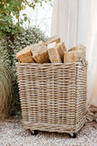 Rattan Square Storage Basket on Wheels