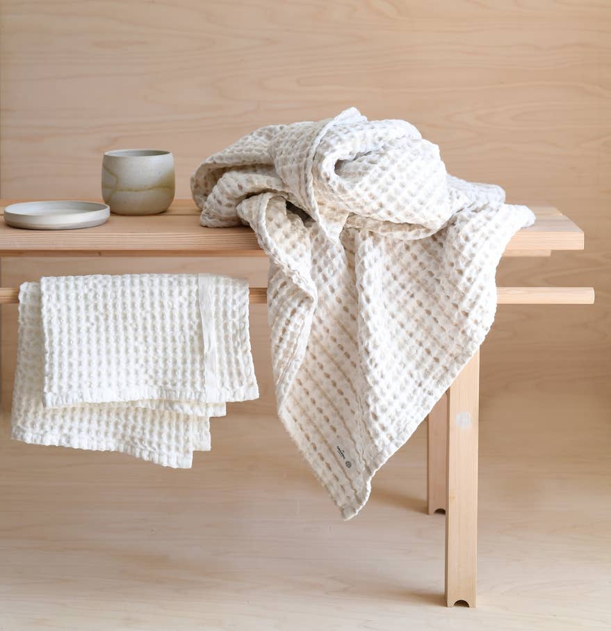 Big Waffle Towel and Blanket - Natural white stone