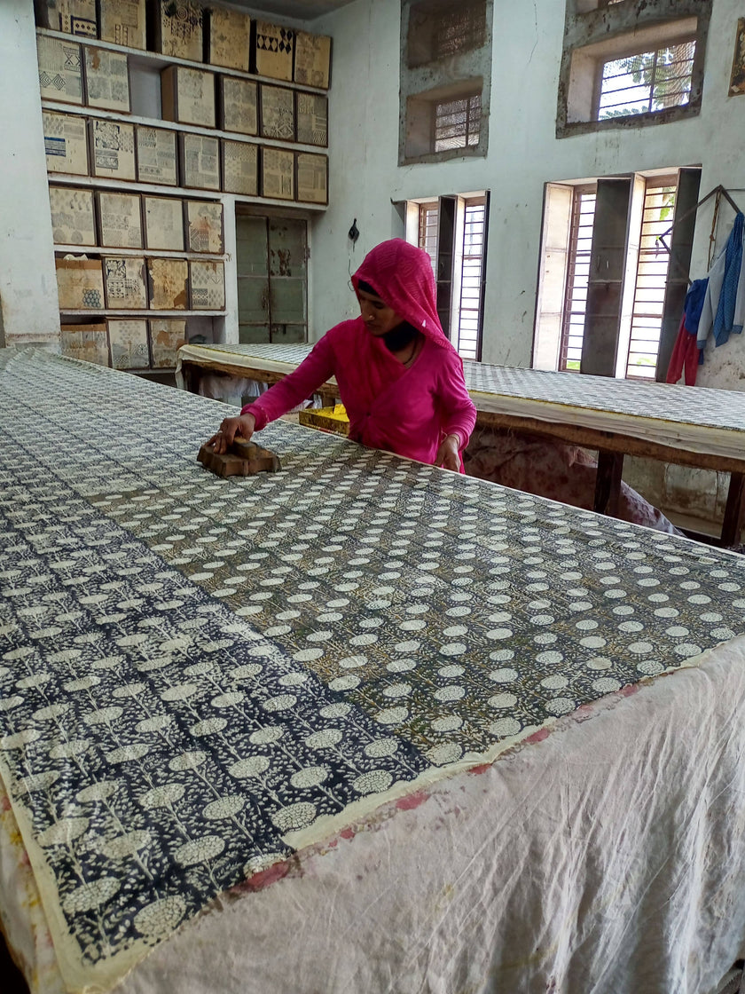 Kimono Jacket Block Print Reversible Quilted Floral Cotton