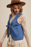 Denim Tie-Front Vest
