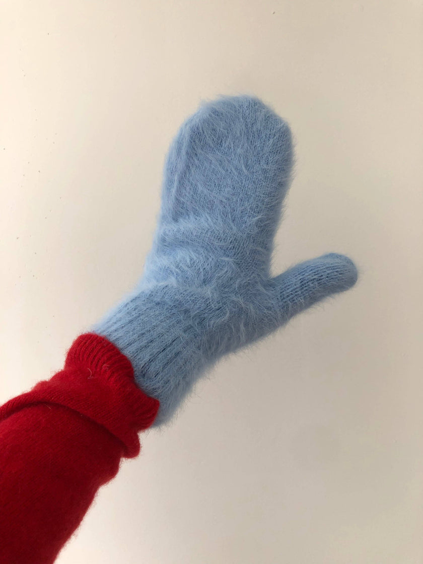 FLUFFY ANGORA MITTENS - crystal brights
