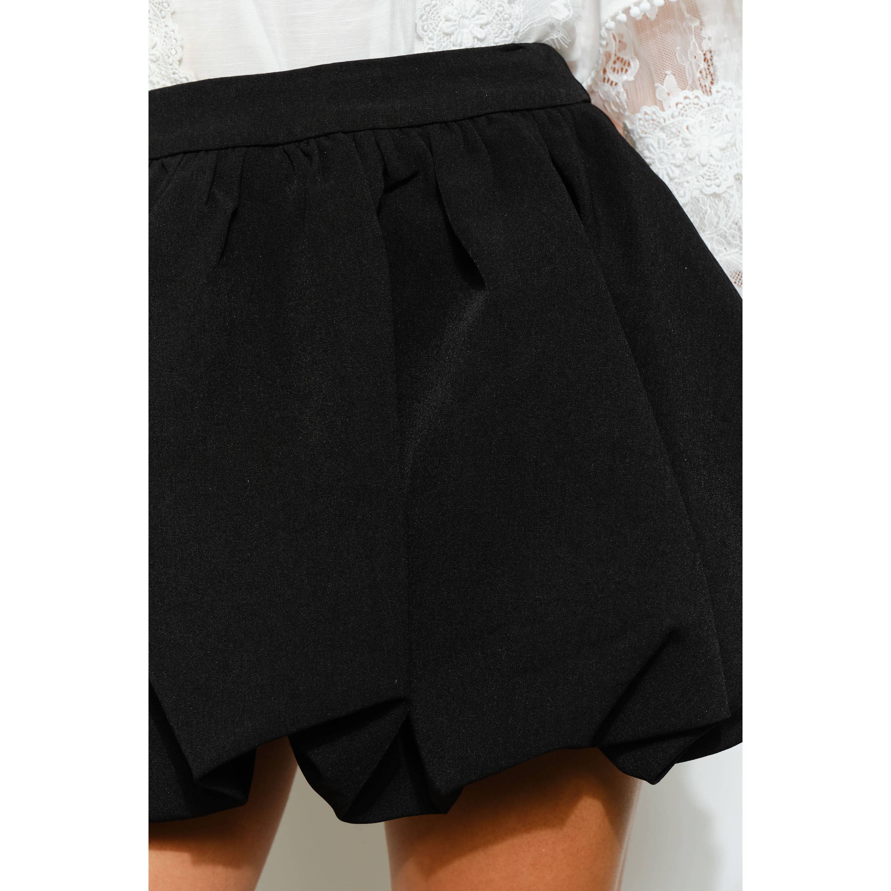 Structured Bubble Hem High-Waist Mini Skirt