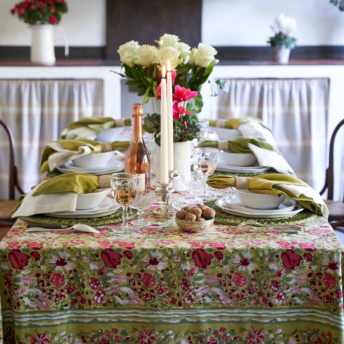 Jardin Red & Green | French Tablecloths