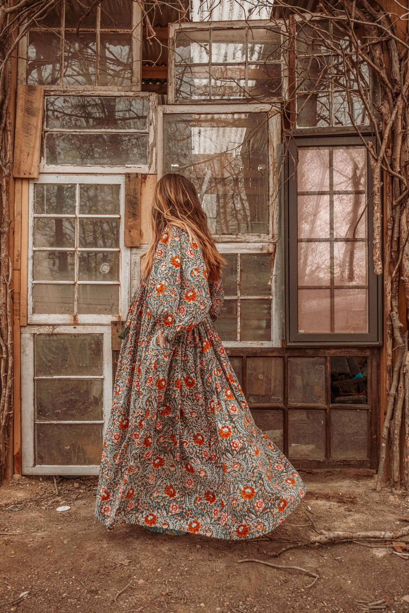 ORGANIC CottonBlock Printed Maxi Dress, Floral MARLOWE Dress