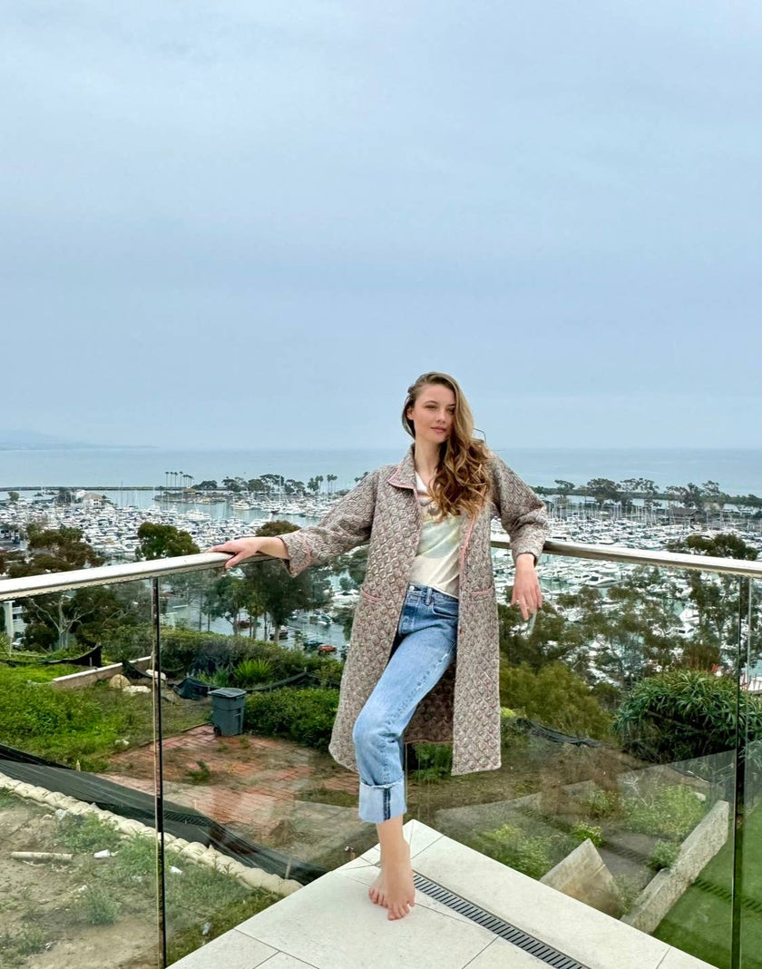 Ultra-lightweight Block Printed Jacket  (Tashma)