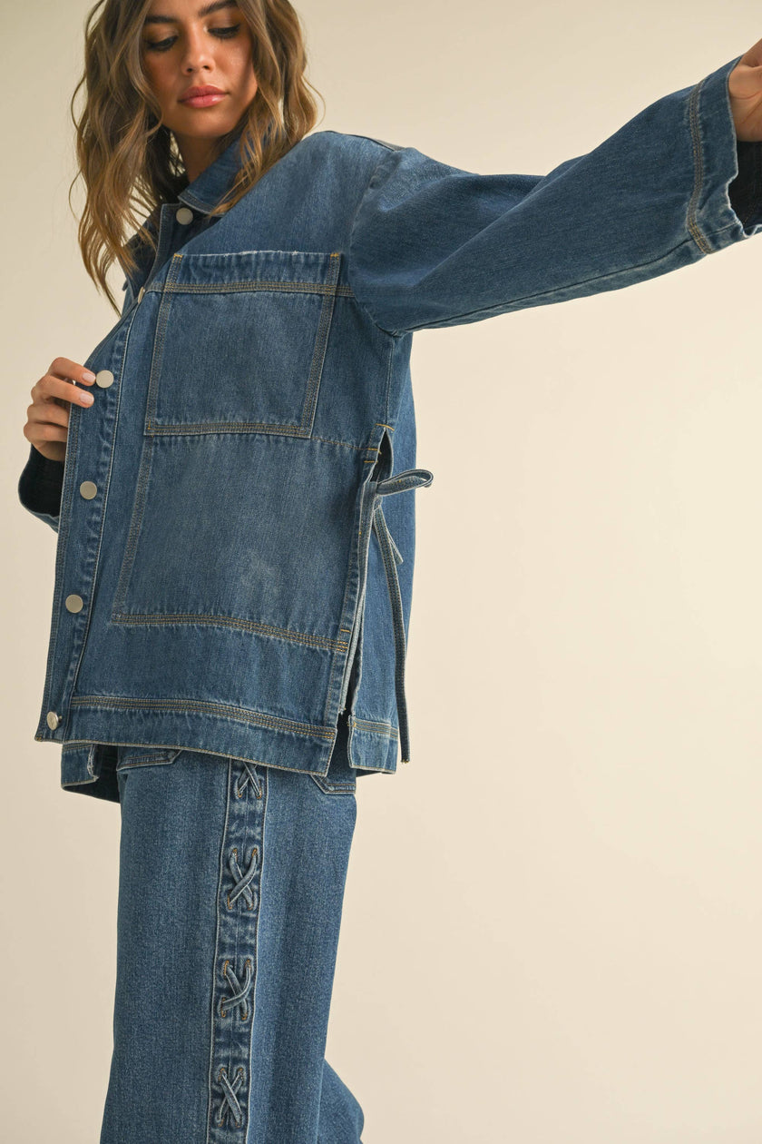 TIED ON THE SIDE DENIM JACKET