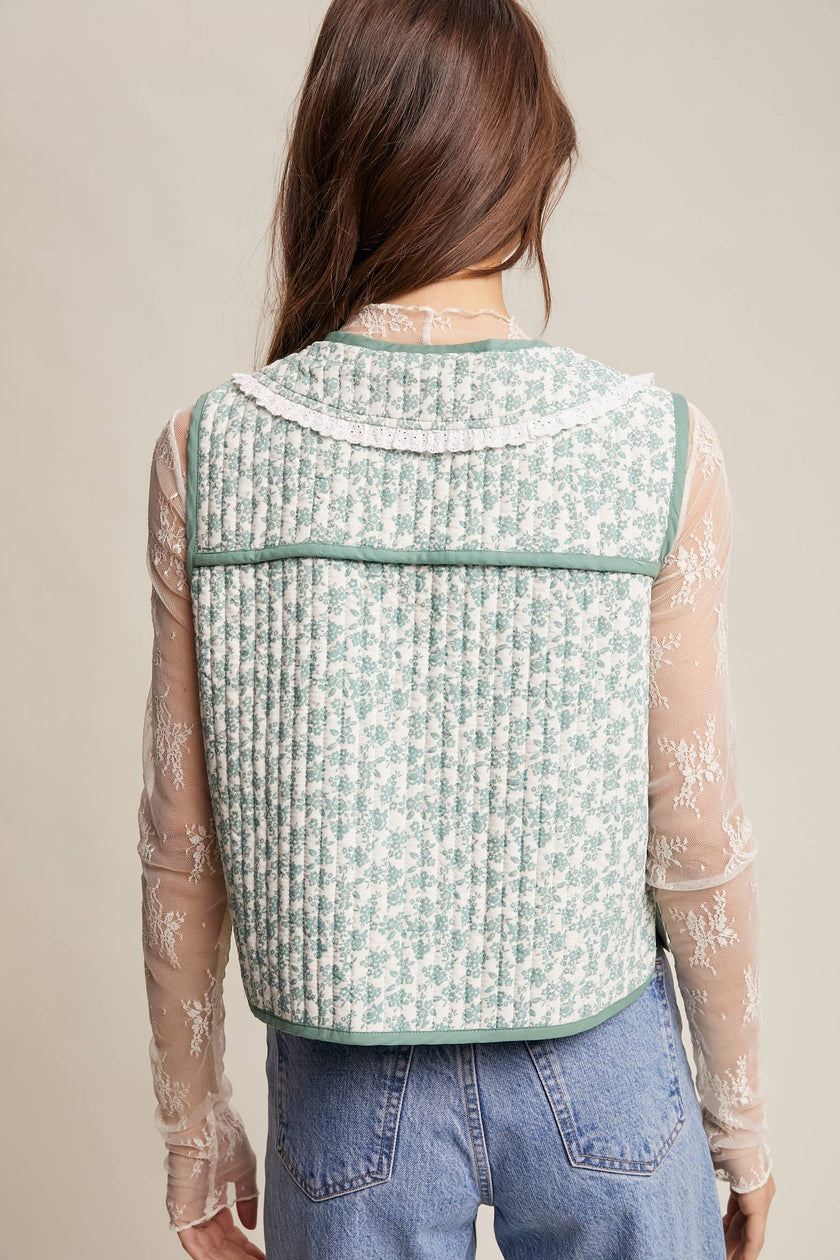 Floral Quilted Tie Vest