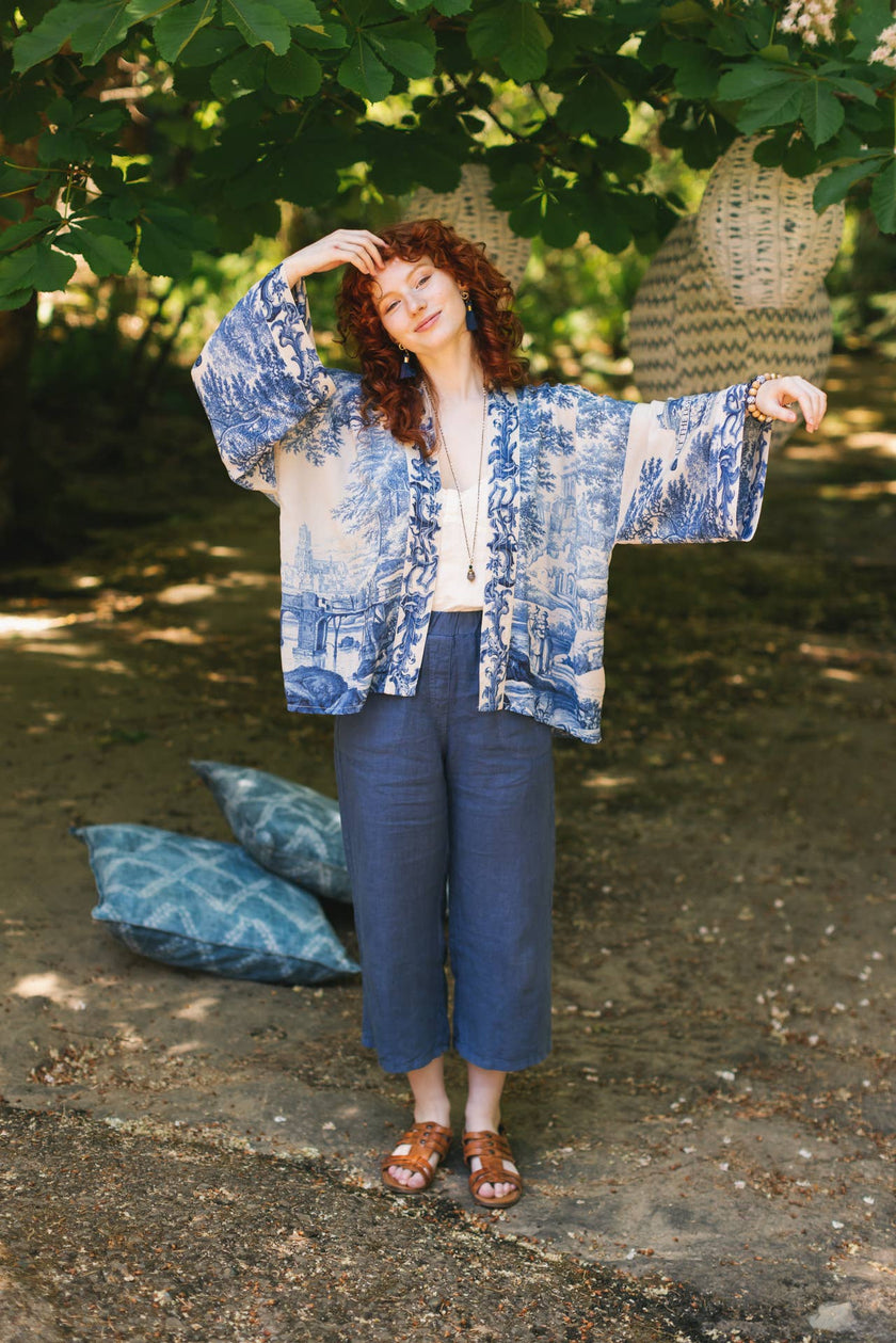 Let The Light In Printed Bamboo Crop Kimono