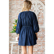 V-neck Puff Sleeve Denim Short Dress