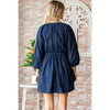 V-neck Puff Sleeve Denim Short Dress