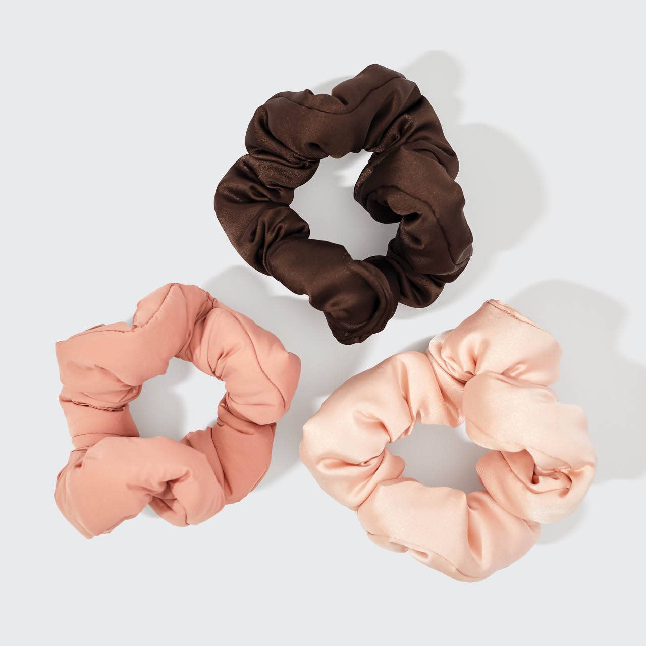 Recycled Fabric Cloud Scrunchies 3pc Set - Rosewood