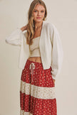 EVERYDAY ESSENTIAL LAYERING WAFFLE CARDIGAN IN BALLON SLVS
