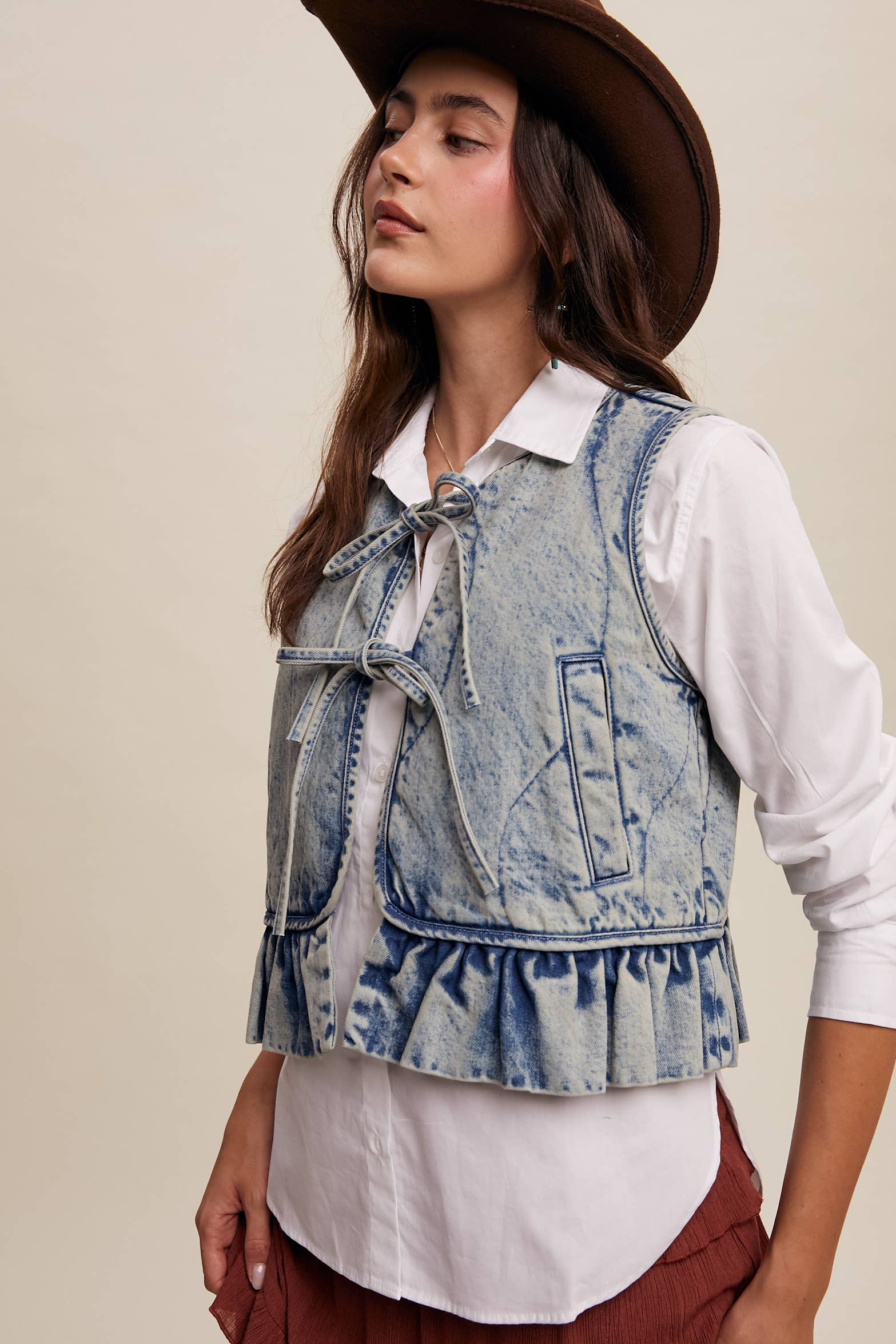Denim Ruffle Vest