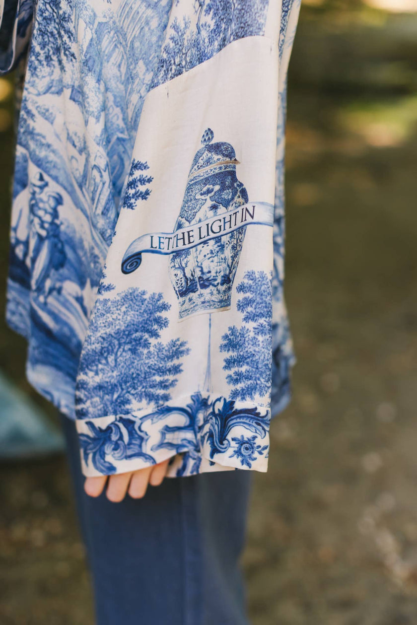 Let The Light In Printed Bamboo Crop Kimono