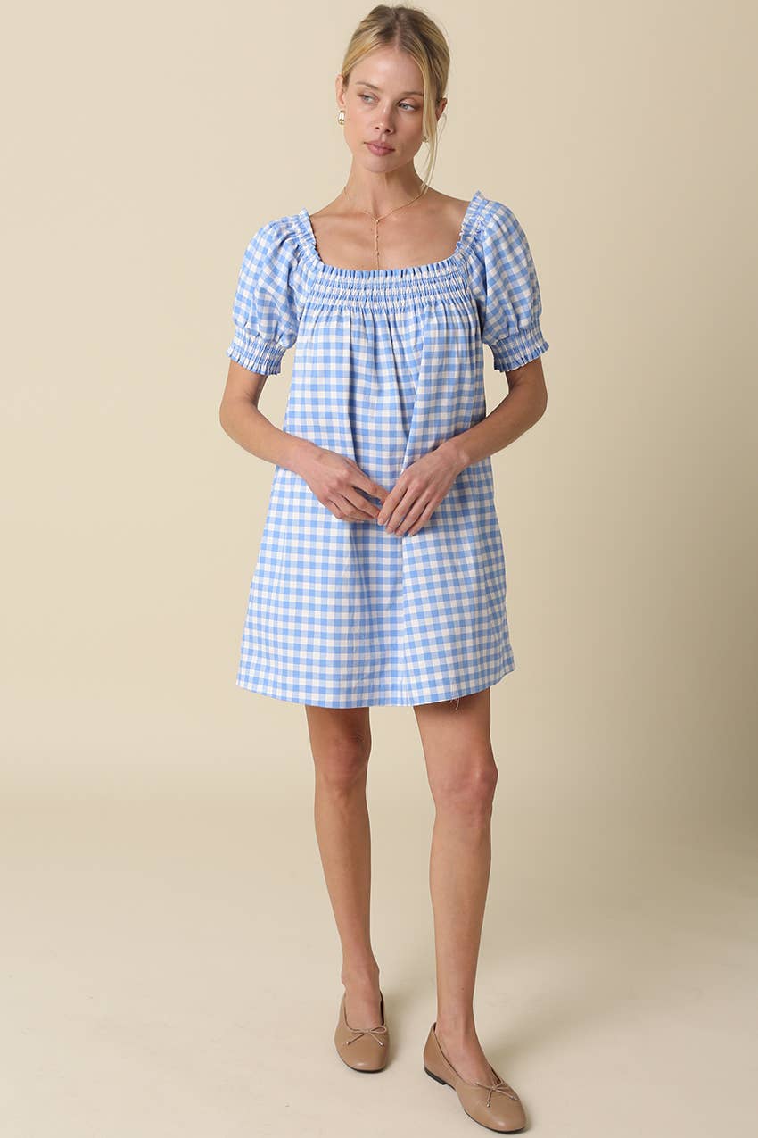 Erin Gingham Smocked Babydoll Dress