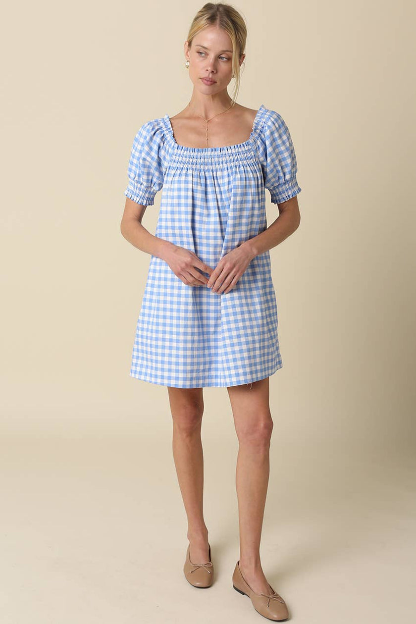 Erin Gingham Smocked Babydoll Dress