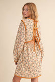 QUILTED FLORAL CONTRAST BINDING MINI DRESS