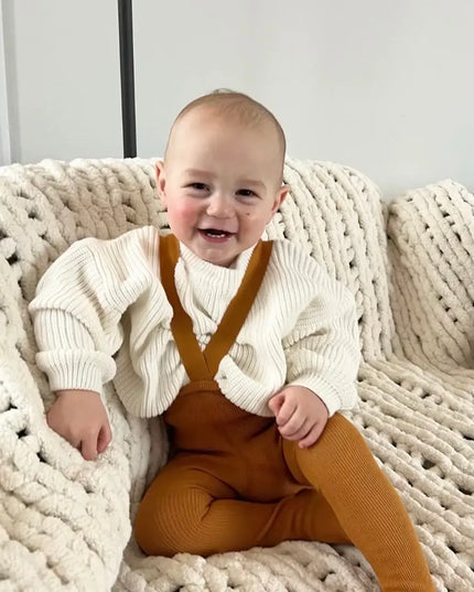 Ribbed Burnt Orange / 0-1y Suspender Leggings