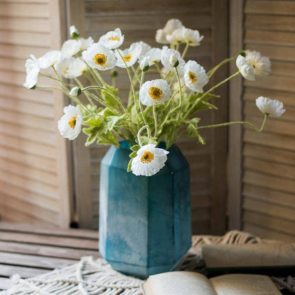 Silk Common Poppy Flower Stem in White 22